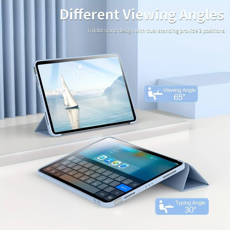 Husa Ultra Slim pentru Xiaomi Pad 8 / Pad 7 (Pro) 11.2" (2025), Silicon TPU, Smart Cover – Ice Blue