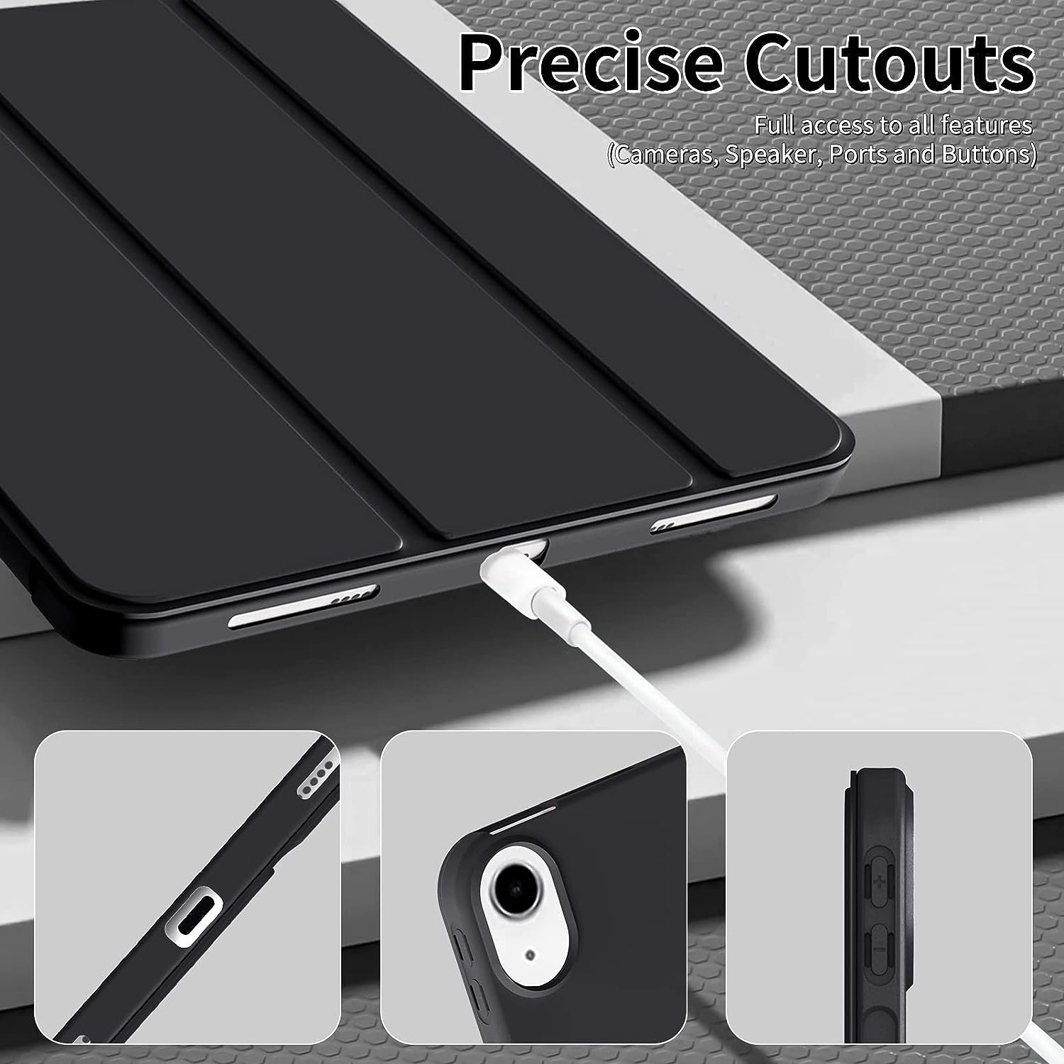 Husa Ultra Slim pentru Apple iPad (A16) 11-inch (2025) / 10.9-inch (2022), Silicon TPU, Smart Cover – Negru
