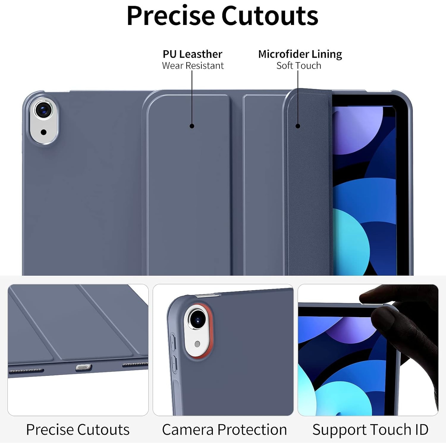Husa Ultra Slim pentru Apple iPad (A16) 11-inch (2025) / 10.9-inch (2022), Silicon TPU, Smart Cover – Lavanda