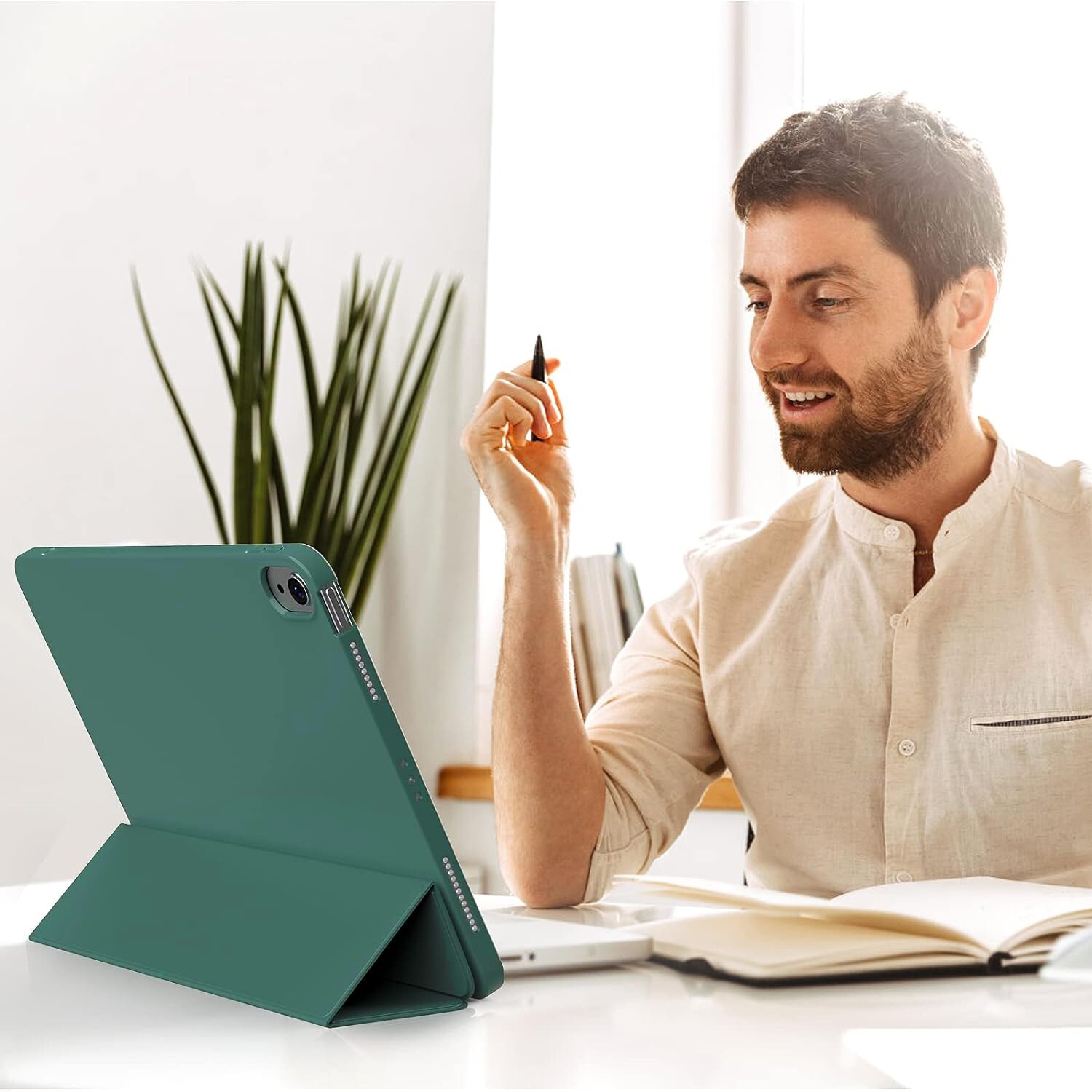 Husa Ultra Slim pentru Apple iPad (A16) 11-inch (2025) / 10.9-inch (2022), Silicon TPU, Smart Cover – Verde Marin