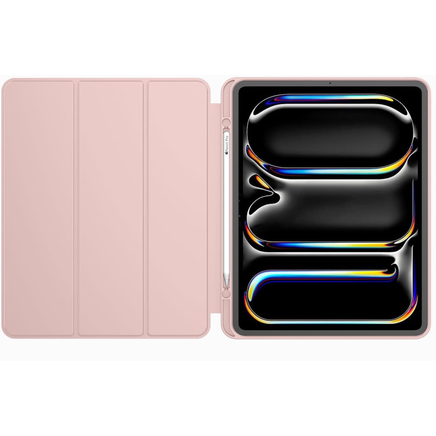 Husa de protectie pentru tableta, potrivita pentru Pro 12, 9-inch (2018/2020/2021/2022 3/4/5/6 generatii)/Air 13-inch (2024), cu tava pentru stilouri, trezire/dormire automata, Roz