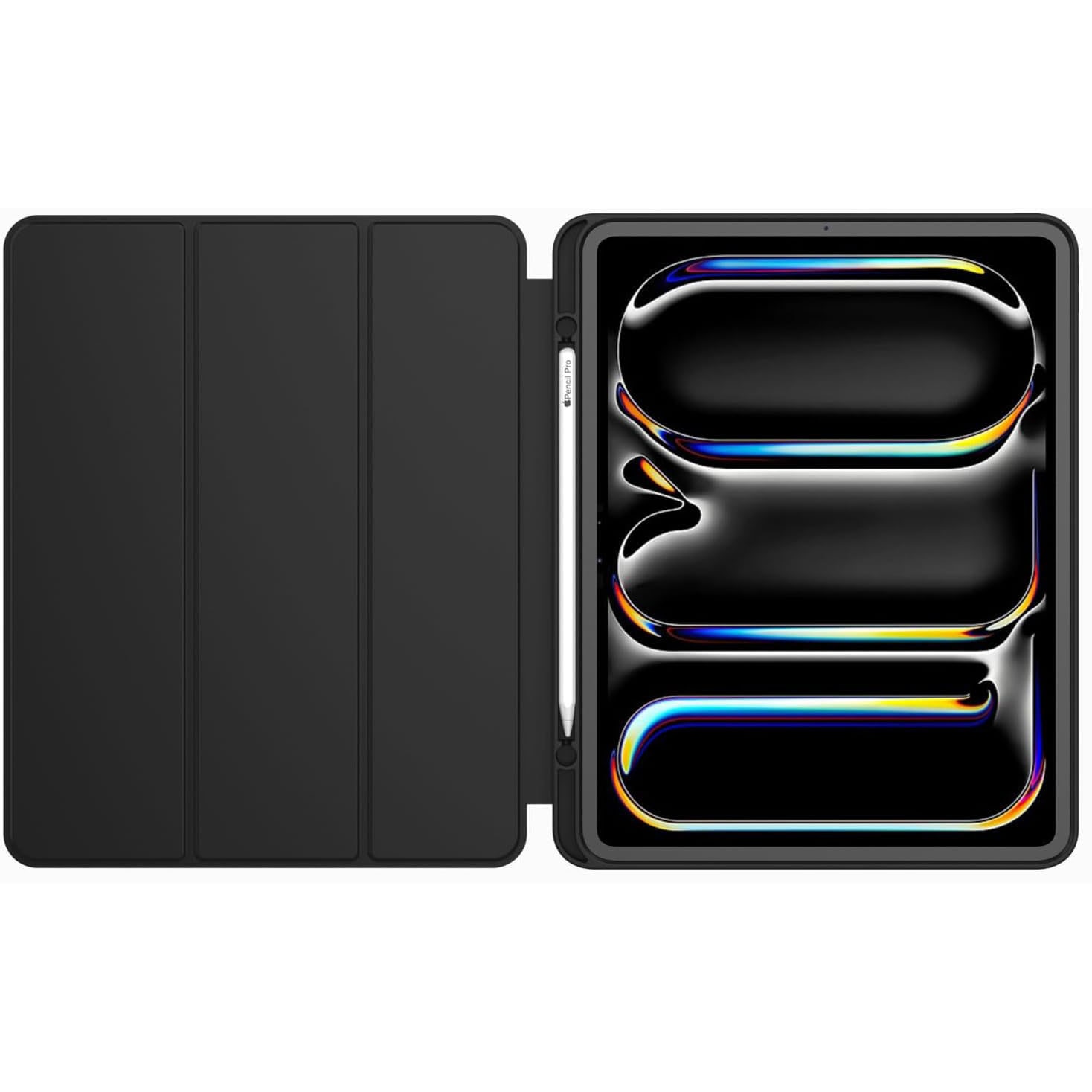 Husa de protectie pentru tableta, potrivita pentru Pro 12, 9-inch (2018/2020/2021/2022 3/4/5/6 generatii)/Air 13-inch (2024), cu tava pentru stilouri, trezire/dormire automata, Negru