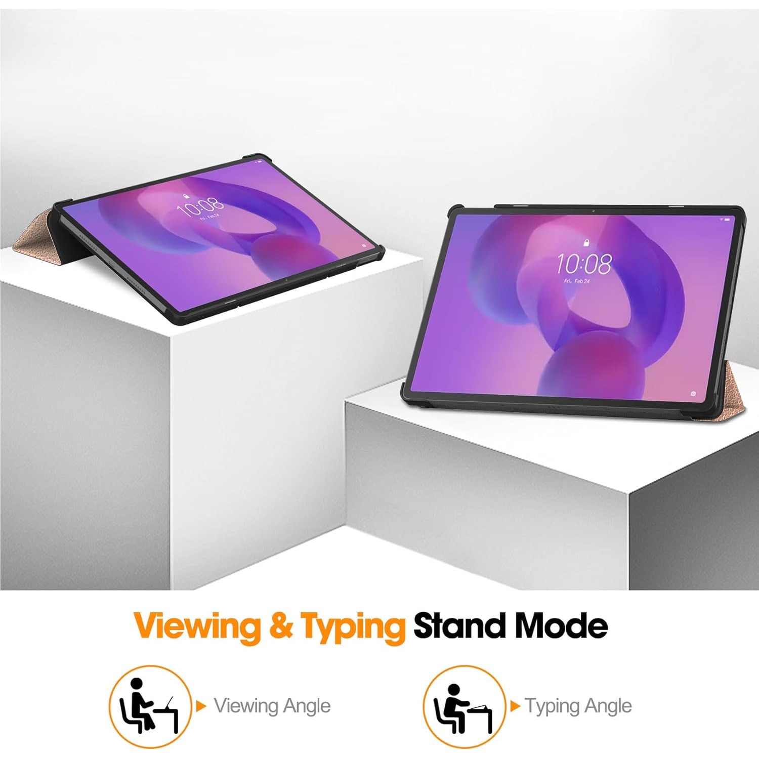 Husa pentru Lenovo Idea Tab Pro / Pro Paper 12.7 tip stand functie sleep/wake-up protectie 360 - Roz