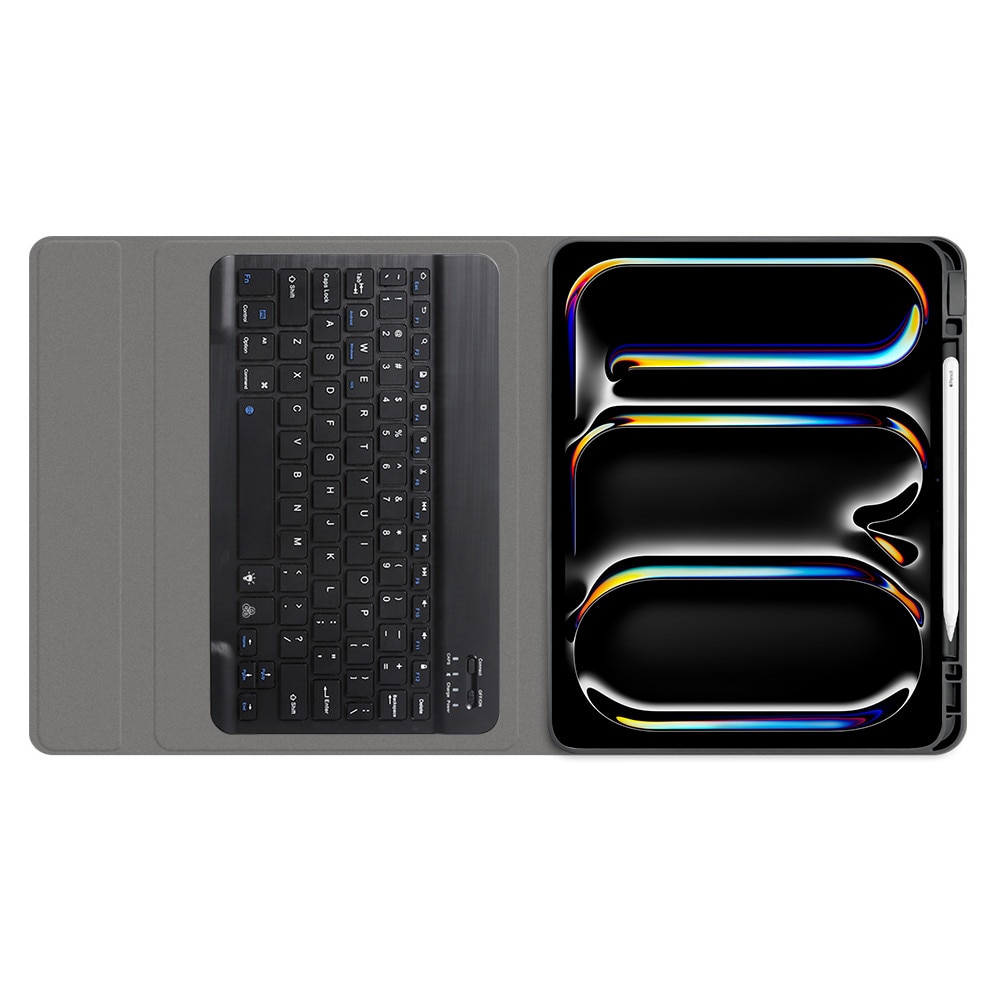 Husa de protectie flip cover compatibila cu Apple iPad Pro 11 2024, suport stylus, tastatura wireless magnetica, piele ecologica, Negru