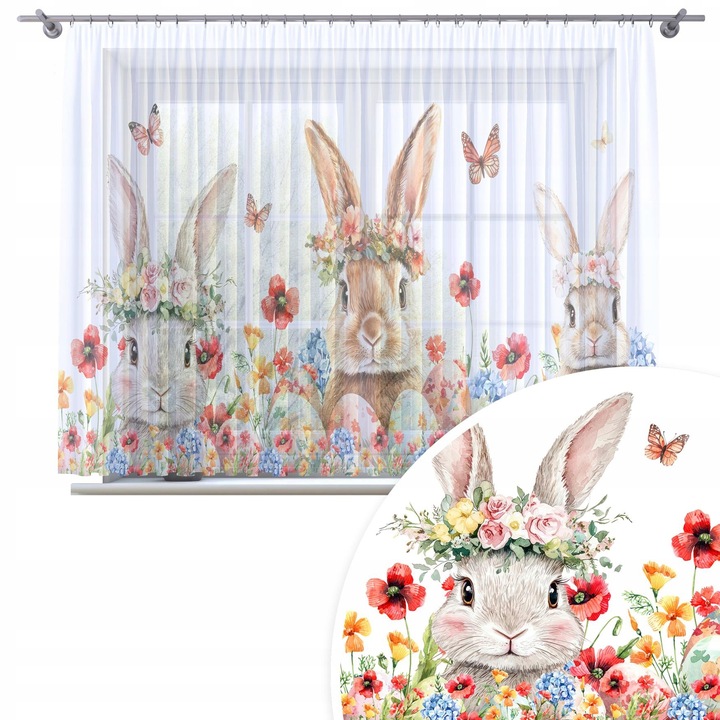 Perdele, Homeview, 300 x 150 cm, Pentru camera de zi si dormitor, Cu panglica, Lana, Decorativ, Montaj usor, Poliester, Alb cu imprimeu floral