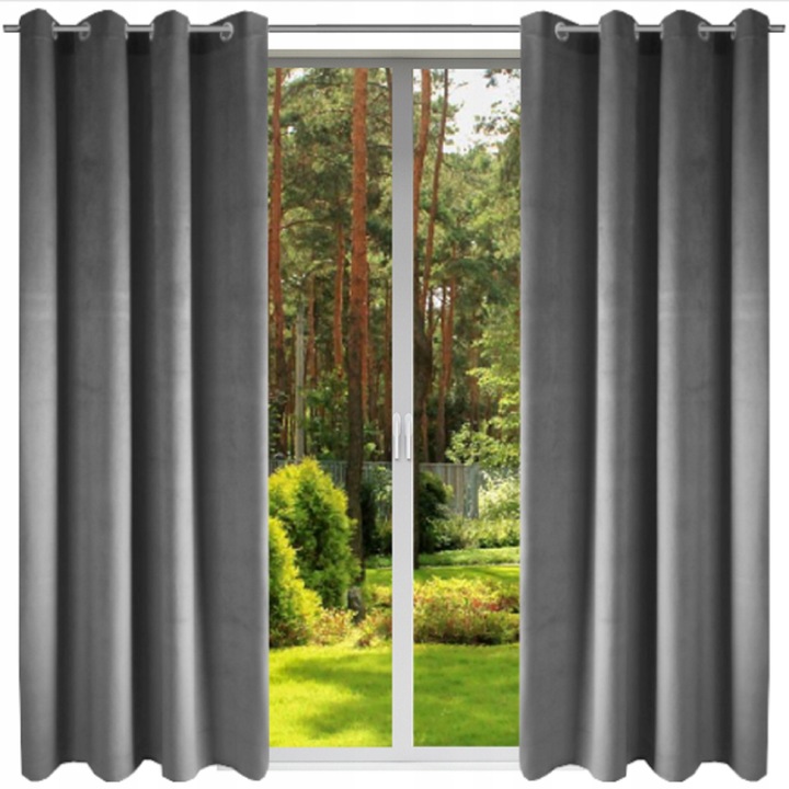 Велурена завеса, Now-Art, 140x230 см, с капси, за хол, полупрозрачна, материал, устойчива на намачкване, лесна за почистване, полиестер, сива