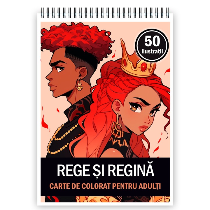 Felnőtt kifestőkönyv, 50 illusztráció, Anime Kings & Queens, 106 oldal