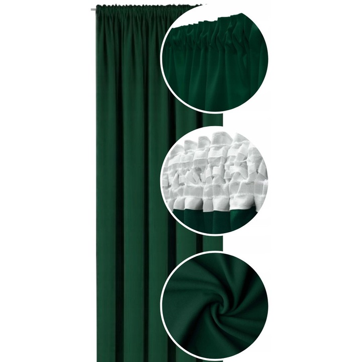 Завеса Now-Art, 145x180 см, Панама еластична лента, Универсална лента, Прозрачна, За хола, Елегантен интериорен аксесоар, Зелена