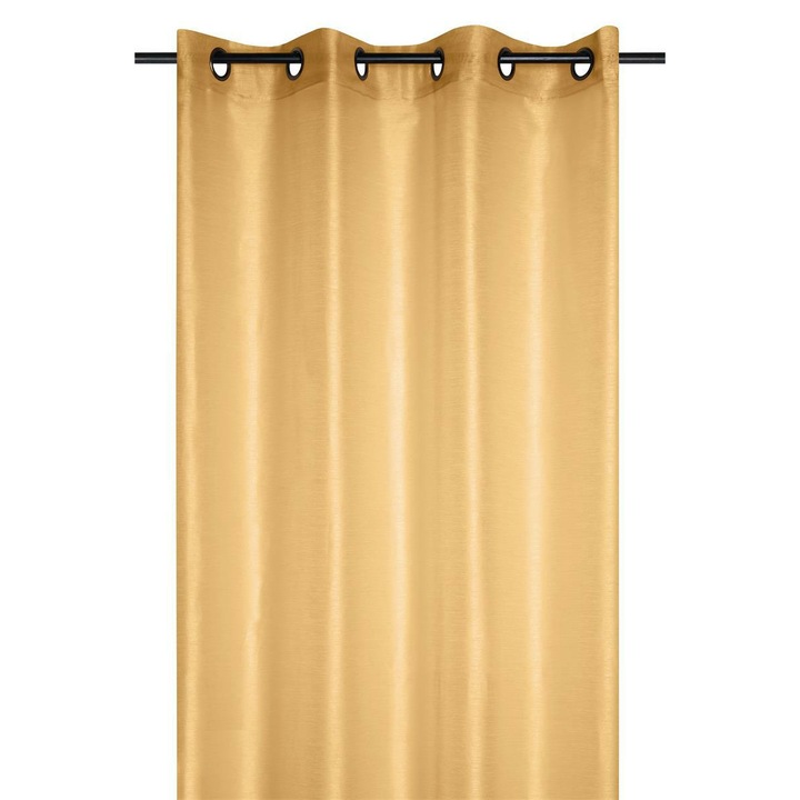 Ablak, Linfa, 140x260 cm, Mustársárga, Félig átlátszó, Organza, Hálós, Ideális nappaliba