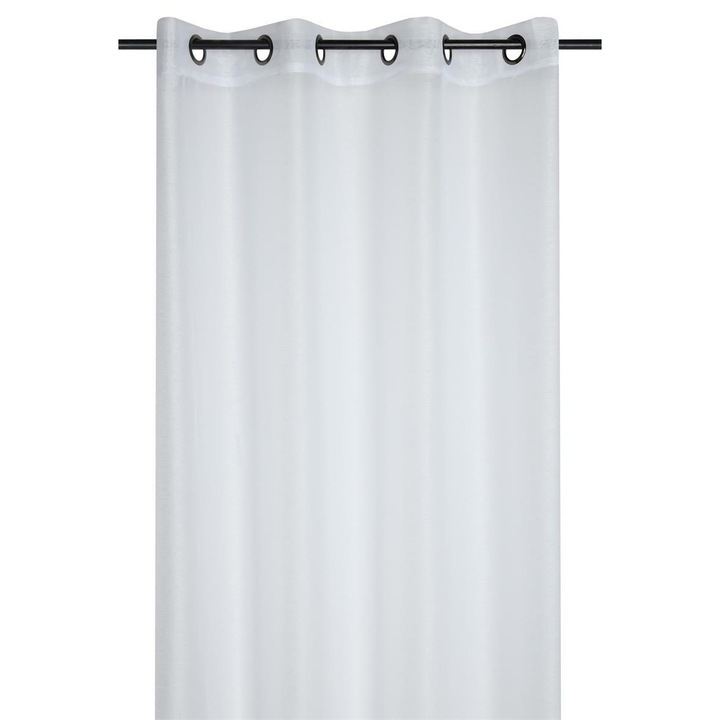 Függöny, Linfa, 140x260 cm, fehér, organza, félig átlátszó, fűzőlyukak, nappaliba való, könnyű szerkezet, finom fényű
