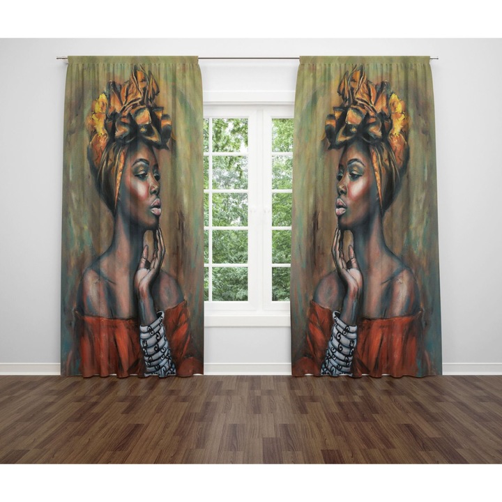Nyomtatott függöny 280x260 "Afro" modell – Elegáns design, élénk színek, prémium anyagok, könnyen karbantartható, ideális minden helyiségbe