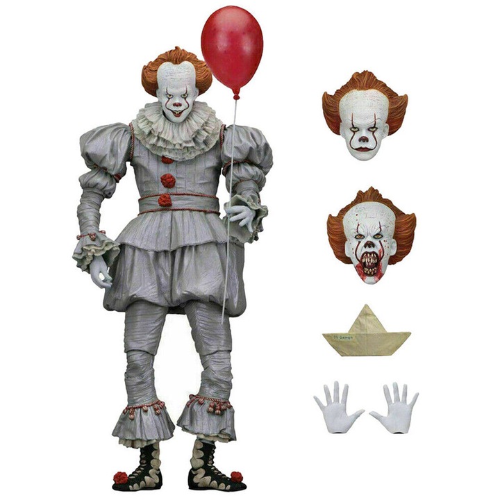 Фигурка на клоуна Пениуайз, PVC, 18 см, колекционерска, многоцветна