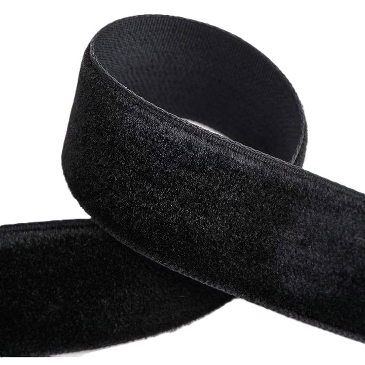 Banda din catifea elastica neagra, velvet, latime 10 mm, 22,5 m/rola
