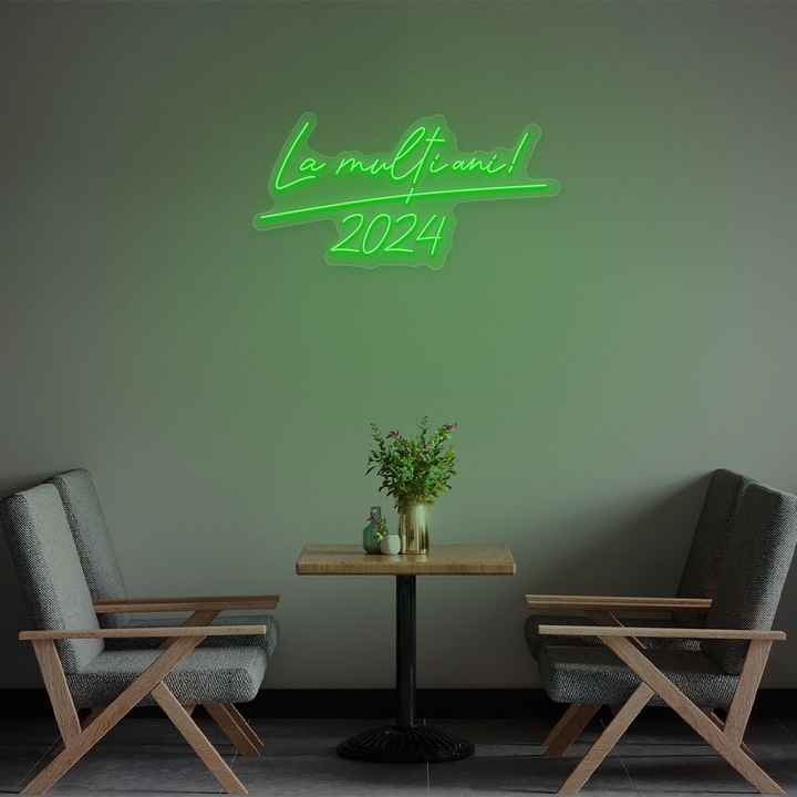 Semn Luminos LED Neon La Multi Ani, Verde, 89x45x0.8cm