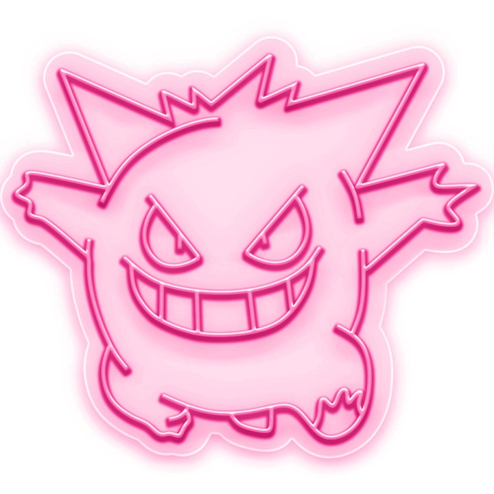 Semn Luminos LED Neon Gengar cu Telecomanda, Magenta, 125x140x0.8cm