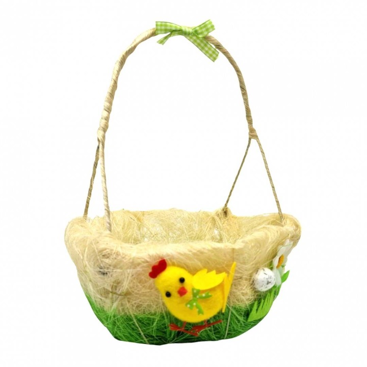 Cos hexagonal cu maner de Paste, cu decoratiuni aplicate