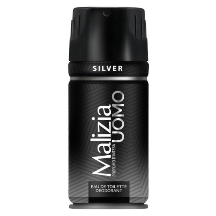 Set 3 x Deodorant Parfum pentru Barbati, Malizia Uomo Silver, 150 ml