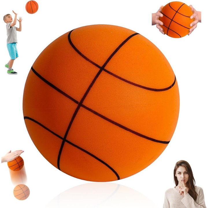 Baschet Silentios, minge de baschet din spuma, Prindere usor Minge Silentioasa Manerele, Minge de antrenament de interior din spuma pentru diverse activitati in interior,24cm, portocalie