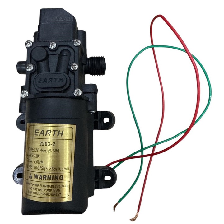 Pompa de presiune pentru pompa de stropit, 12 V, 6.8 Bar, 4.0 L/min, model cu filet