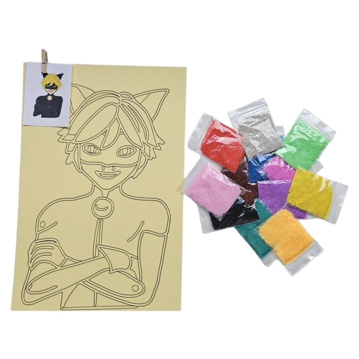 Desen cu nisip colorat Model Motan Noir