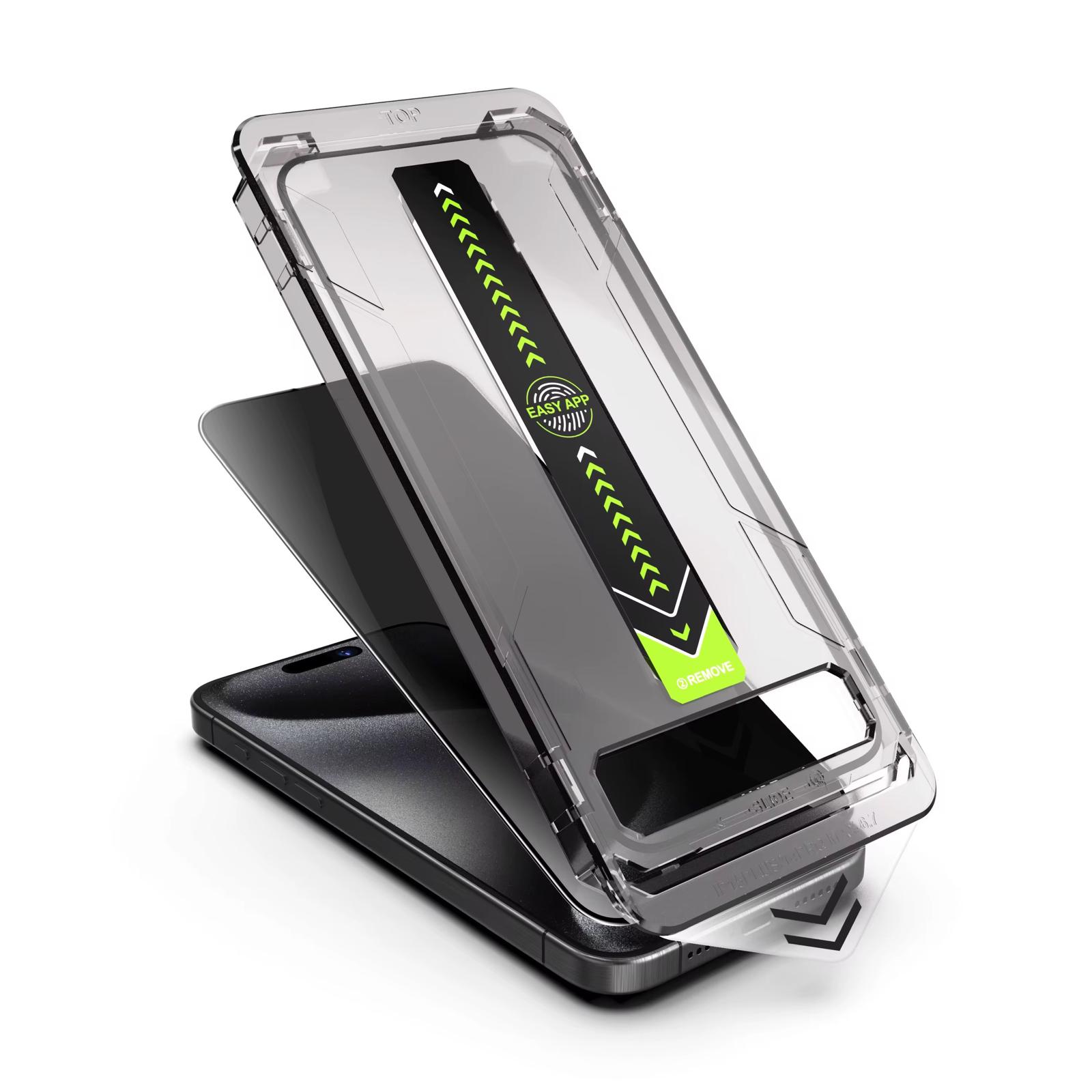 Set 2 Folii Privacy Protectie Ecran Din Sticla Securizata, Cu Dispozitiv De Aplicare Automata In 30 De Secunde Cu Easy App, Compatibil Cu Iphone 12/12 Pro