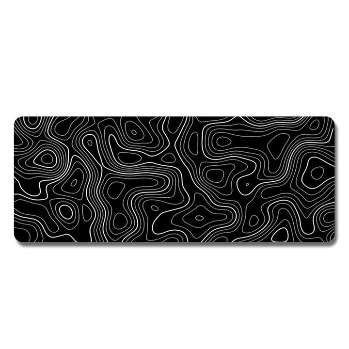 Mousepad Zeaicos, 80x30cm, negru si alb, material cauciuc si tesatura, unidirectional