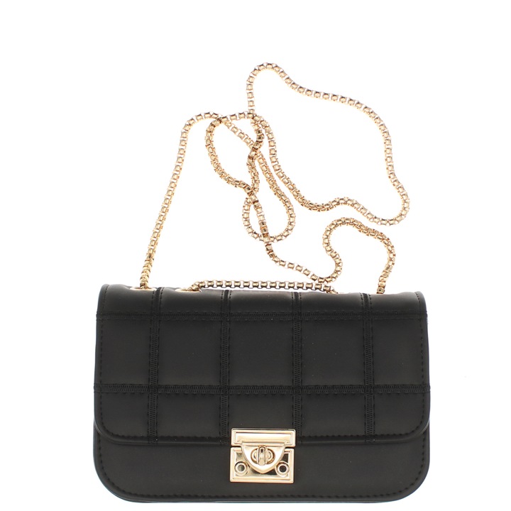 Válltáska, női, szintetikus anyag, ButicCochet, 19x12x6 cm, fekete - GND915