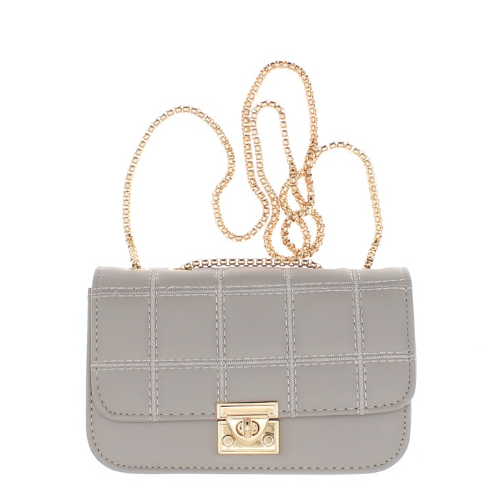 Válltáska, női, szintetikus anyag, ButicCochet, 19x12x6 cm, szürke - GND918