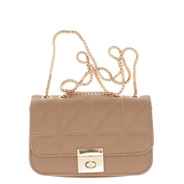 Чанта през рамо, дамска, от синтетичен материал, ButicCochet, 19x12x6 см, кафява - GND912