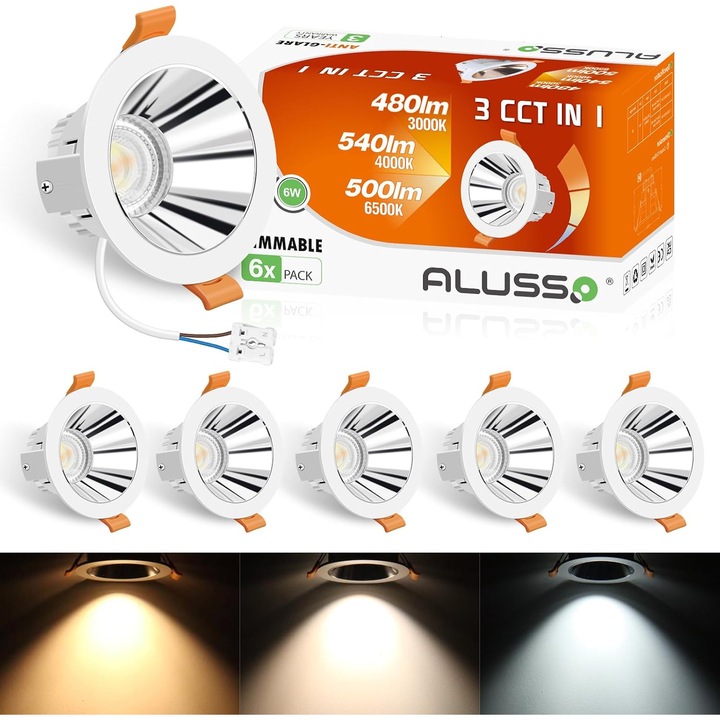 Spoturi cu LED-uri incastrate, 230 V, 6 W Spoturi cu LED-uri, reglabile, 6 bucati