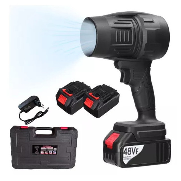 Преносима вентилаторка за вода, прах и снегопочистване 555 кубика черна с 2 батерии 48V