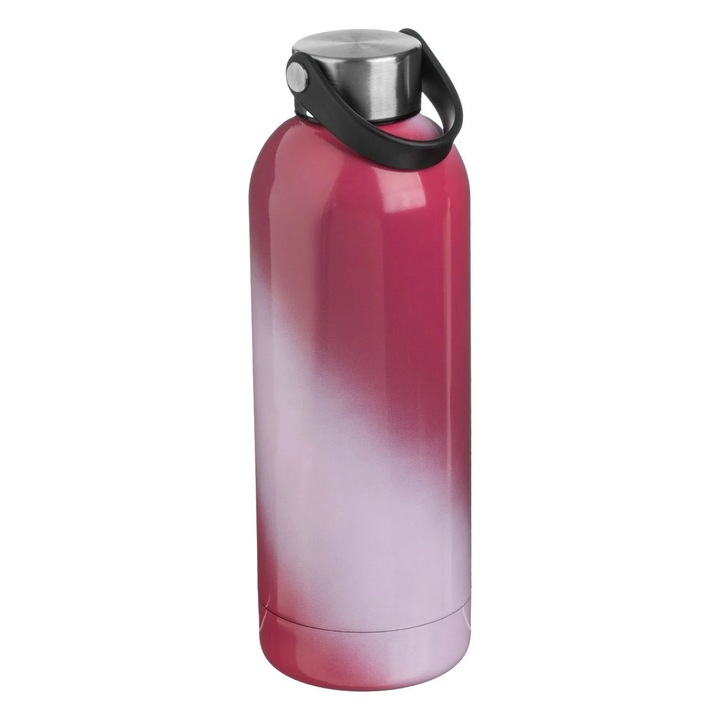 Изолирана бутилка от неръждаема стомана с градиент на розова фуксия с дръжка 500 мл