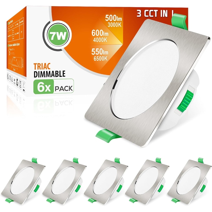 ΠΠΎΠΌΠΏΠ»Π΅ΠΊΡ ΠΎΡ 6 LED ΠΏΡΠΎΠΆΠ΅ΠΊΡΠΎΡΠ° Π·Π° Π²Π³ΡΠ°ΠΆΠ΄Π°Π½Π΅, ALUSSO LIGHTING, 7W, 3000/4000/6500K, IP444, Chrome