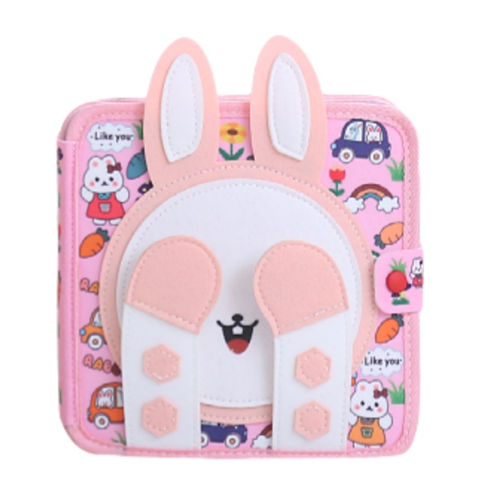 Монтесори сензорна книга за деца, HNSMART, 9 в 1, розова, 20x20 см