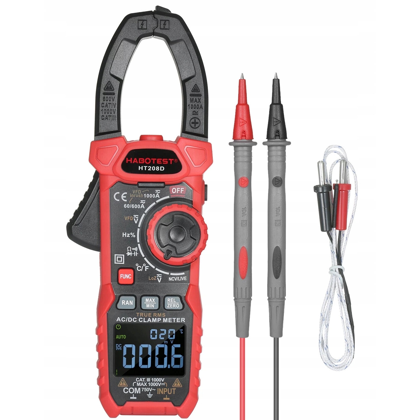 Aparat de masura digital Habotest HT208D, Clampmetru, Multimetru, True ...