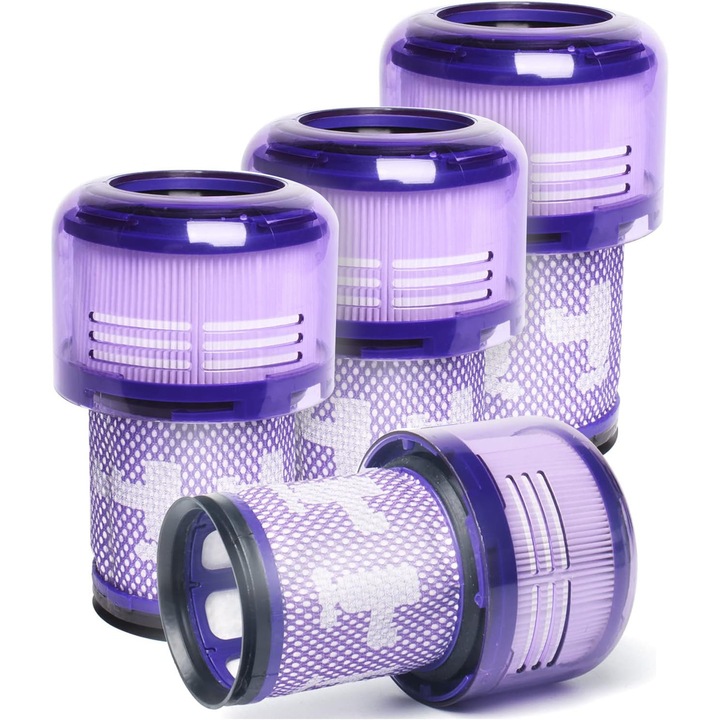 Filtru lavabil compatibil cu Dyson V11 V15, 4 bucati, Bedee, Filtru de aspirator, Filtru de aspirator, Element de filtru, Set filtre aspirator, Compatibil cu Dyson V11 V15, lavabil filtru de schimb reutilizabil, mov