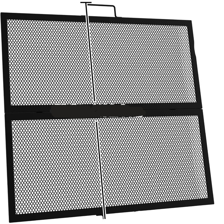 Tűzrakó rács, összecsukható, acél szerkezet, nagy főzőfelület, 90x90 cm, fekete