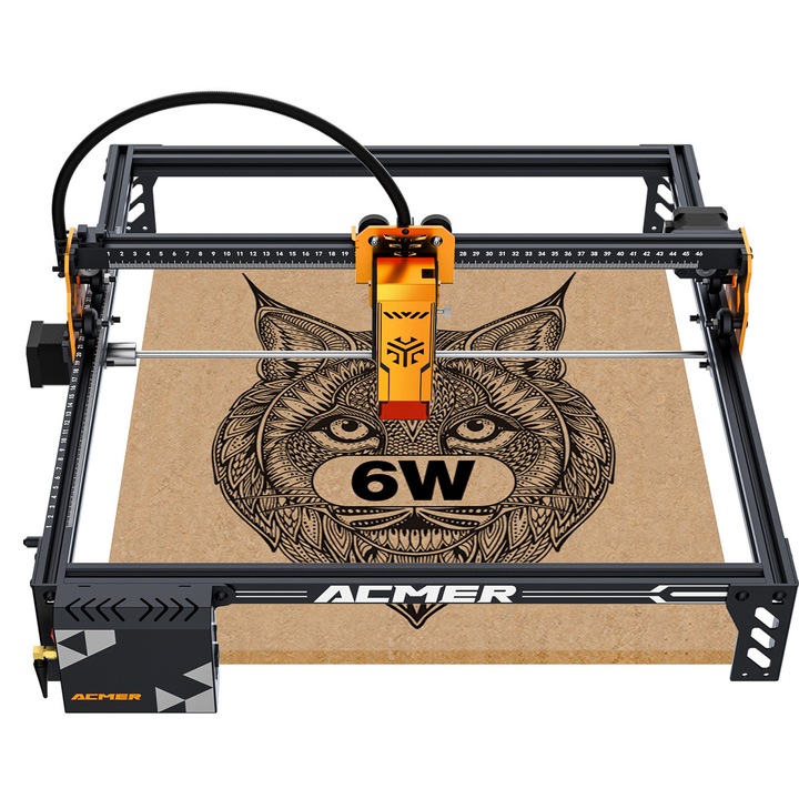 Gravírozógép ACMER P1 S PRO, 6W, 380x370mm, fekete, multifunkcionális, komplett készlet