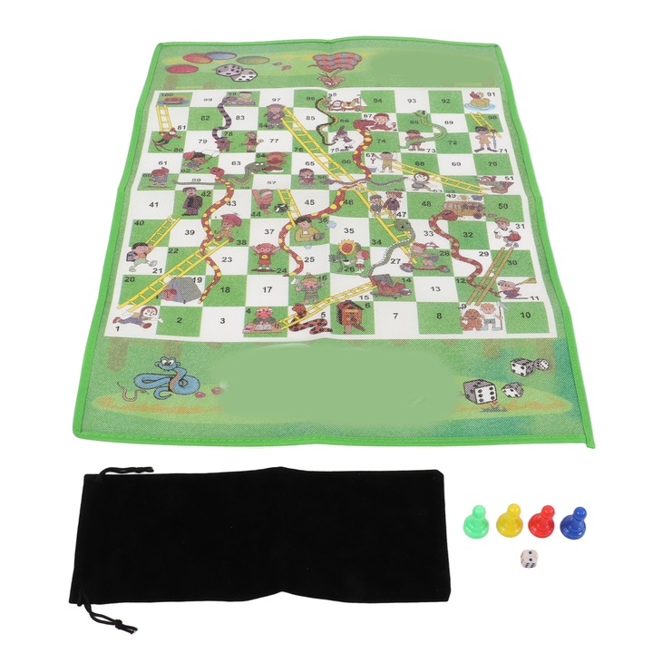 Társasjáték készlet, összecsukható sakkasztal, rajzfilm design, műanyag, 30x30cm