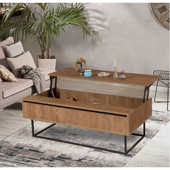 Masuta de cafea, M1C-0348, Negru, 120x60x43 cm