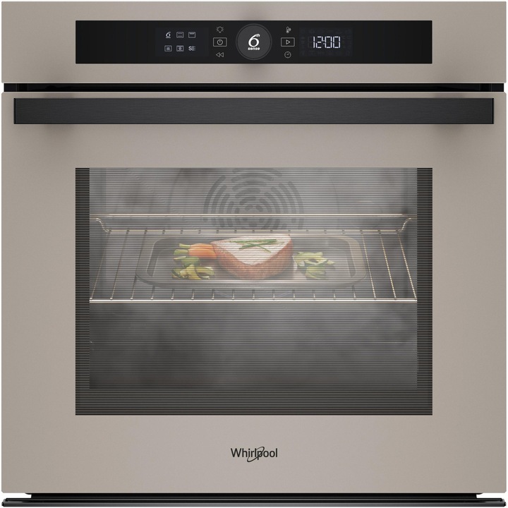 Cuptor incorporabil Whirlpool WOI4S8CM1SEA, Electric, 73 l, Autocuratare catalitica, Tehnologie al 6-lea simt, Casa A+, Bej