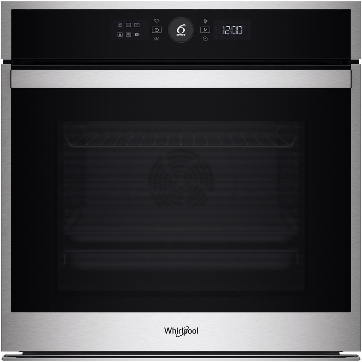 Cuptor incorporabil Whirlpool WOI4S8CM1SXA, Electric, 73 l, Autocuratare catalitica, Tehnologie al 6-lea simt, Casa A+, Negru/Inox