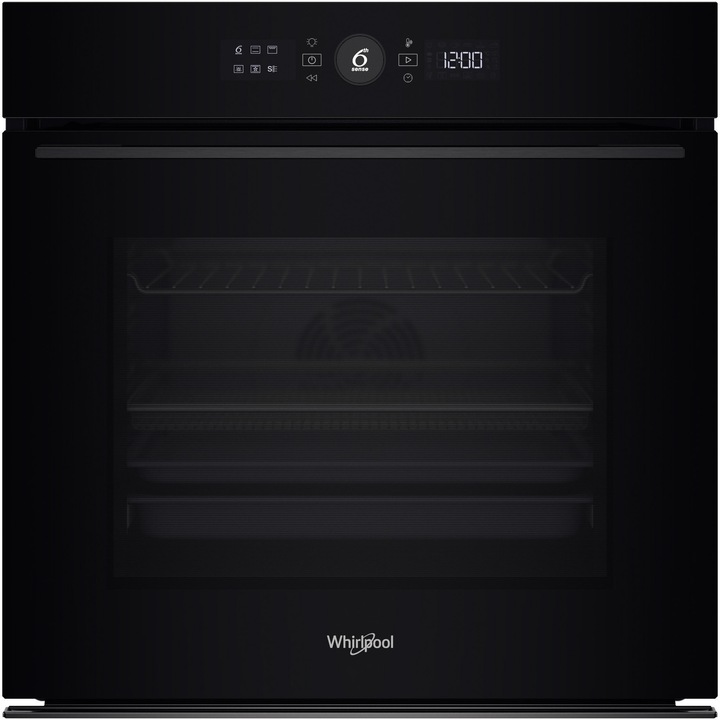 Cuptor incorporabil Whirlpool WOI5S8HM1SBA, Electric, 73 l, Autocuratare hidrolitica, Tehnologie al 6-lea simt, Casa A+, Negru