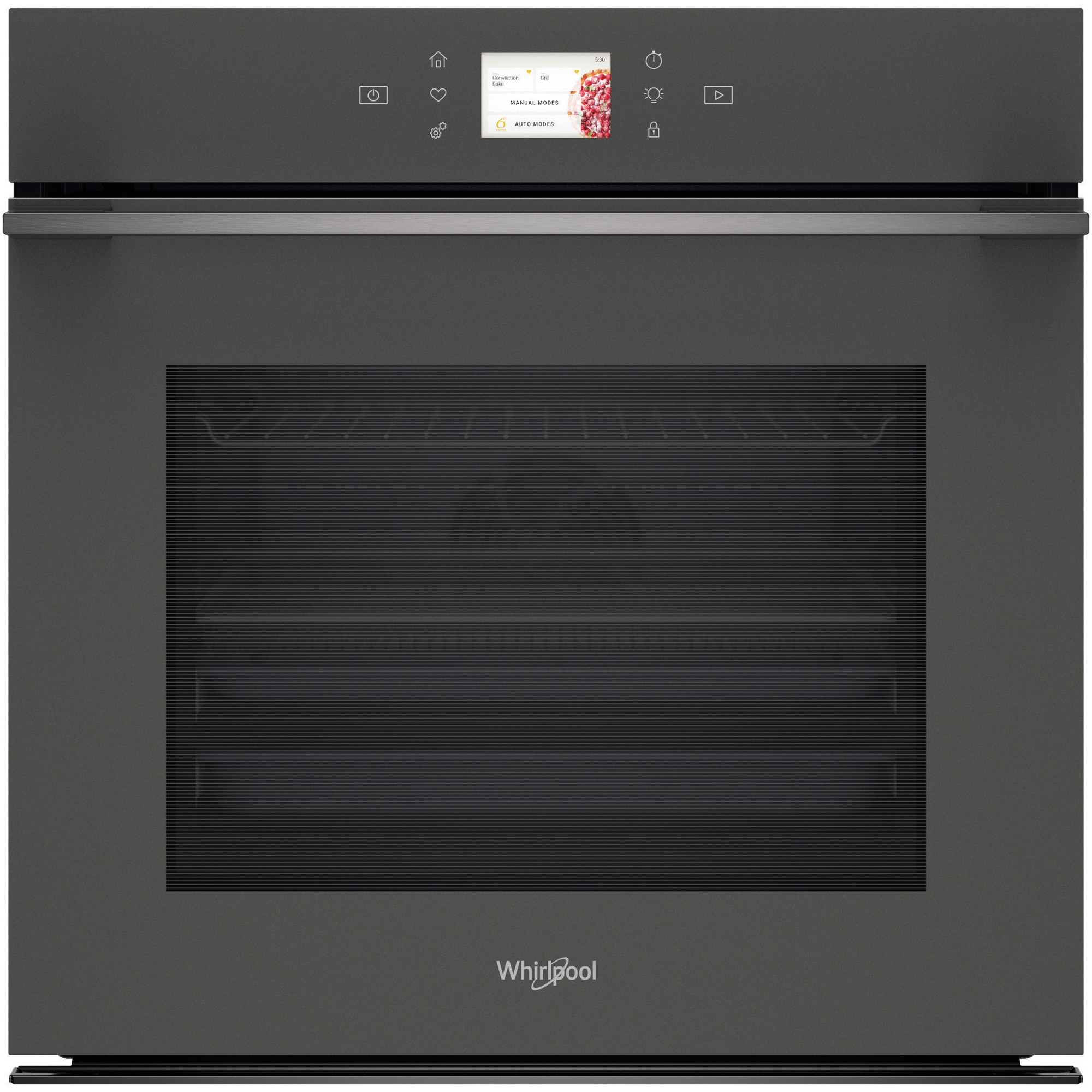 Cuptor incorporabil Whirlpool WOI118PT2SSMA, Electric, 73 l, Autocuratare pirolitica, Thenologie al 6-lea simt, Casa A+, Antracit
