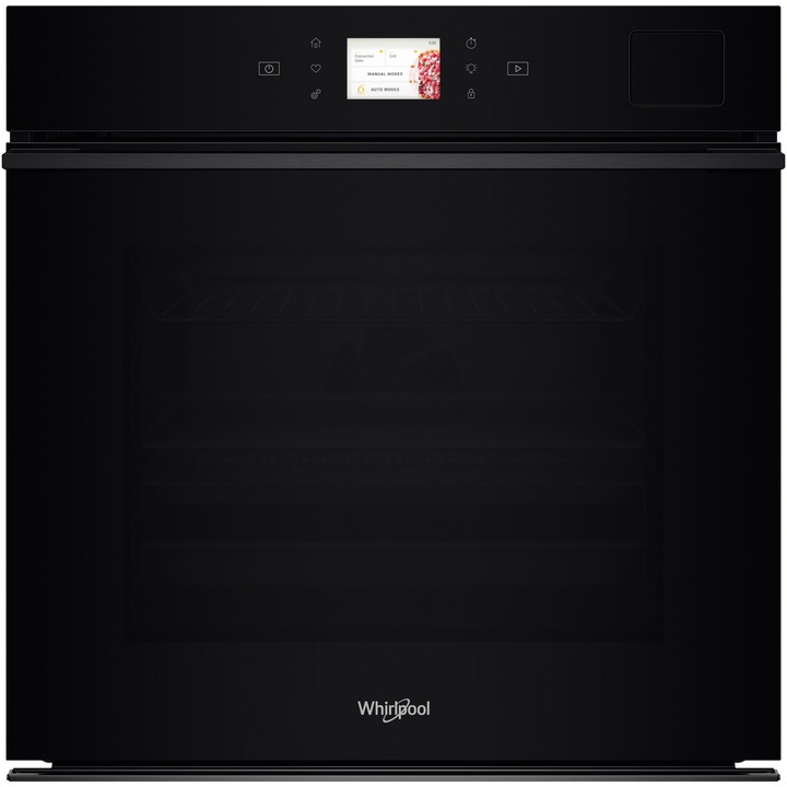 Cuptor incorporabil Whirlpool WOI9A8PT2SBA, Electric, 73 l, Autocuratare pirolitica, Tehnologie al 6-lea simt, Casa A+, Negru