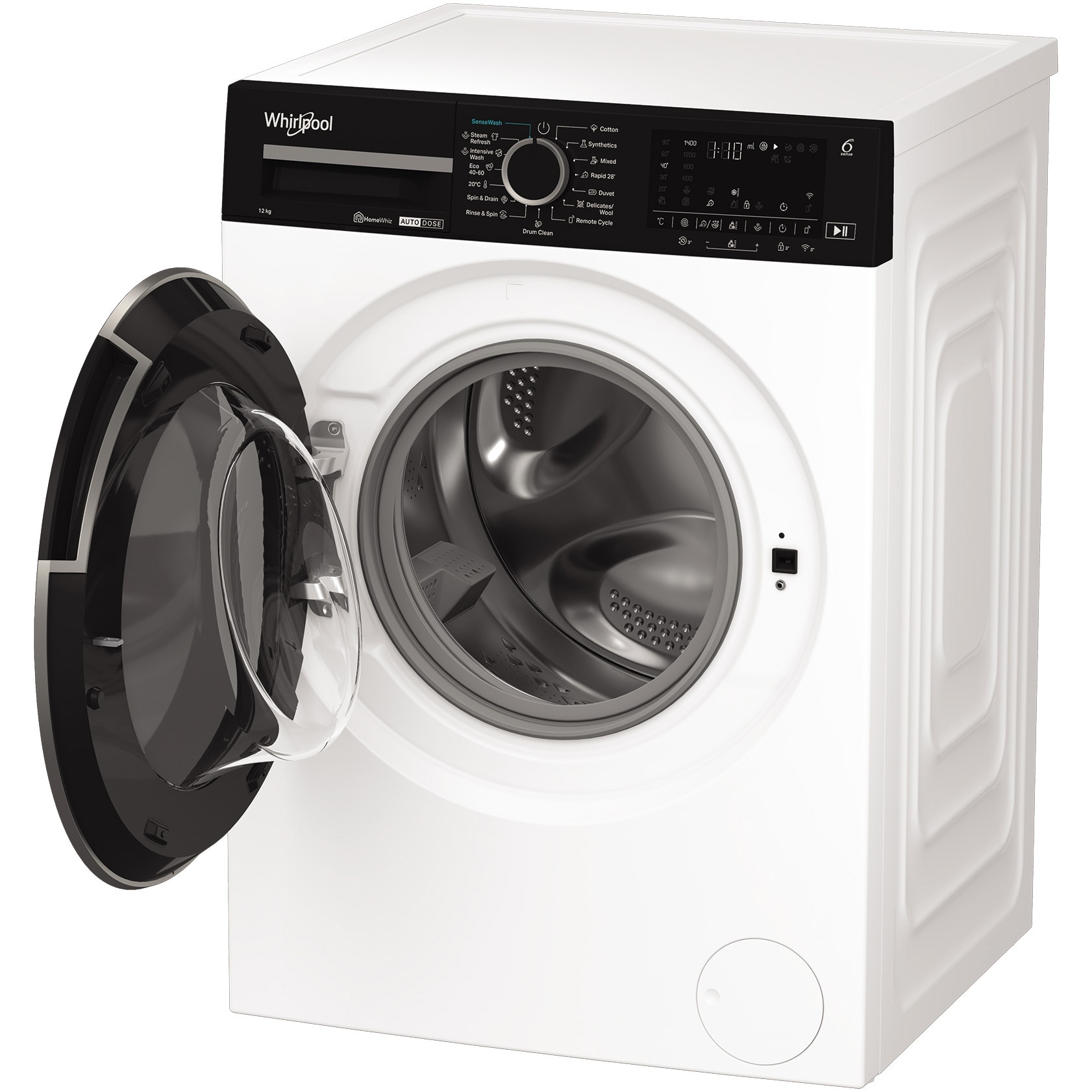 Masina de spalat rufe Whirlpool WPM27WADSEE, 10 kg, 1400 rpm, Clasa A, Motor Inverter, Tehnologia al 6-lea Simt, Display digital, Alb