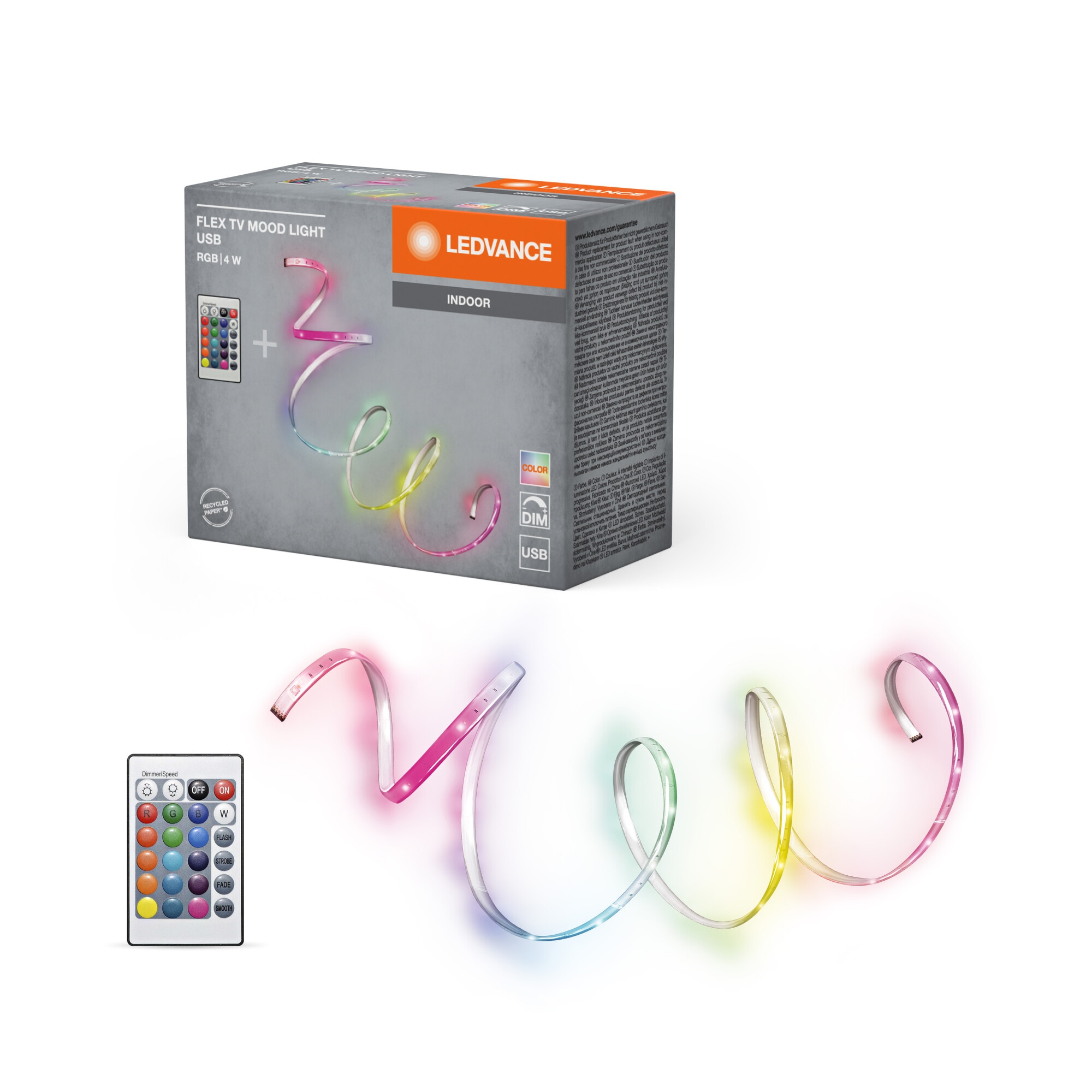 Banda LED FLEX pentru TV Ledvance lungime 1.5m, 4W, RGB, dimabila, cu telecomanda, USB-A, IP20