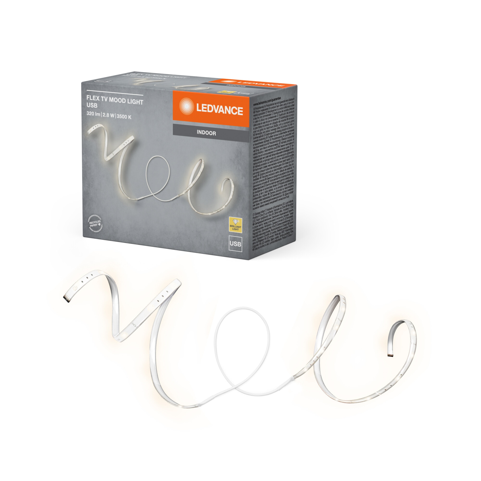 Banda LED FLEX pentru TV Ledvance lungime 1.5m, 2.8W, 320 lumeni, 3500K, IP20, USB-A, clasa energetica G