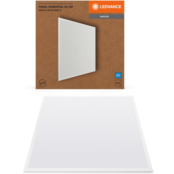 Panou LED Ledvance, 36W, 3850 lm, 6500K, lumina rece, 600 x 600 mm, IP20, Alb, clasa energetica F