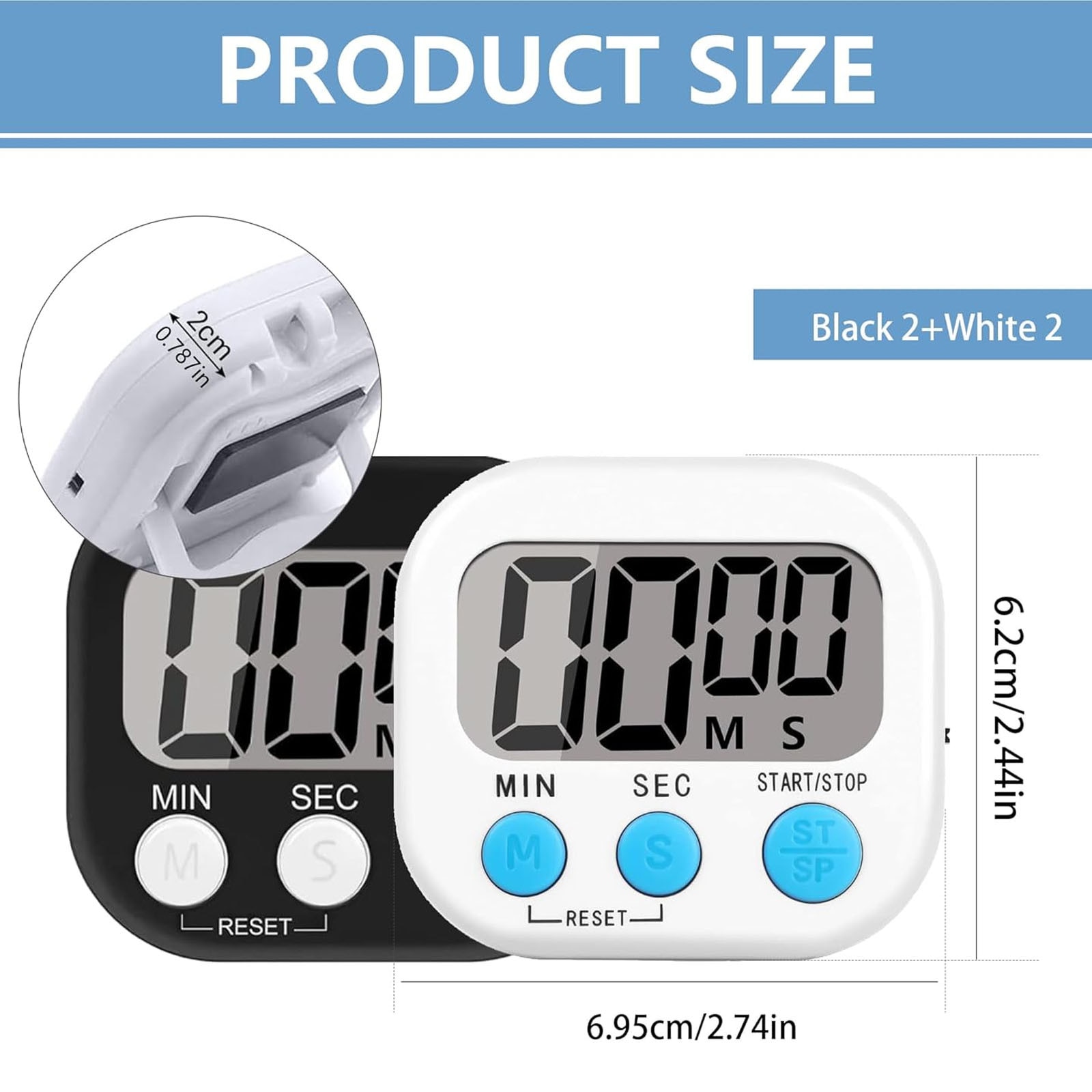 Set 2 Timer digital bucatarie, ZGGZERG, Cronometru, Cu display LCD